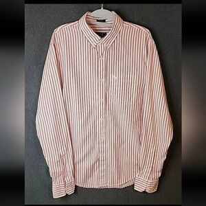 Abercombie And Fitch Mens L Button Down Shirt Red Stripes Muscle Fit